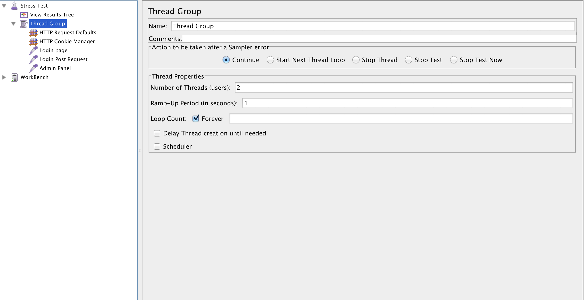 "Screenshot of Thread Group window"