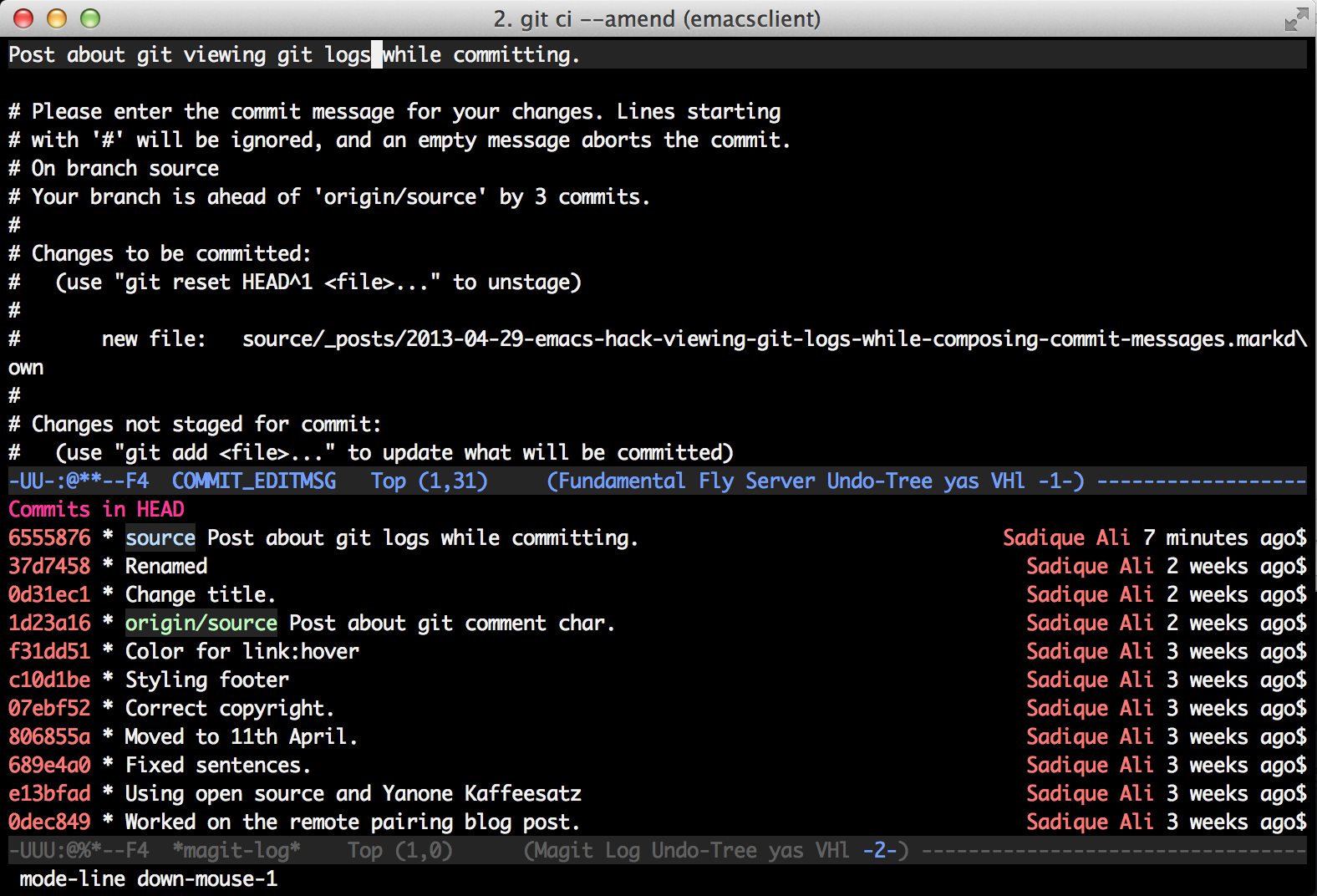 "Screenshot showing git commit log"
